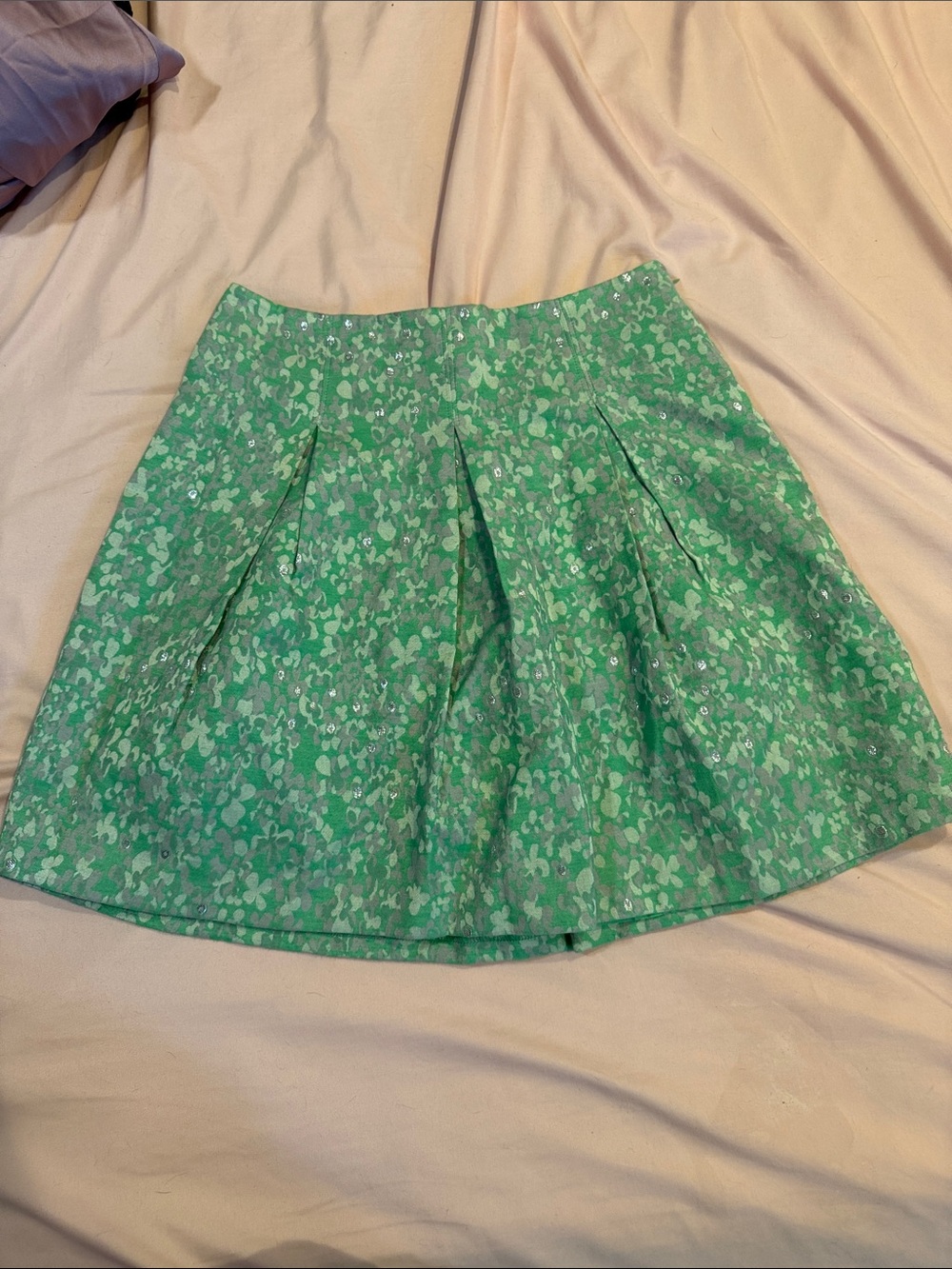 New York & Company Green Floral Circle Skirt